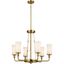 Vetivene Natural Brass 6-Light Chandelier with Opal Glass Shades