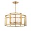 Luxe Gold Silk Drum Shade 5-Light Chandelier with White Accents