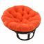 42" Brown Rattan Papasan Chair with Orange Cushion