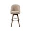 Sand Upholstered Swivel Counter Height Barstool with Wood Legs