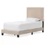 Modern Beige Linen Twin Platform Bed with Diamond Tufting