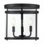 Penrose Matte Black 3-Light Semi-Flush Mount with Clear Glass