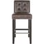 Antique Brown Leather and Wood Counter Stool