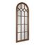 Rustic Brown Arch Wood Framed Windowpane Wall Mirror, 18 x 47