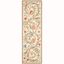 Ivory Floral Hand-Hooked Wool Runner Rug, 2'6" x 18'