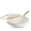 Cream 5.5 Qt Nonstick Ceramic Jumbo Cooker with Gold Handles