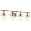 Everett Brushed Brass 4-Light Vanity with Clear Glass Pendants