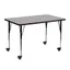 Gray Adjustable Rectangular Laminate Activity Table with Wheels