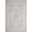 Gray Floral Synthetic Low Pile Area Rug, 6' x 9'