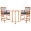 Natural Eucalyptus 3-Piece Bar Height Bistro Set with Navy Cushions