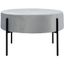 Lisbon Round Grey Velvet Cocktail Ottoman with Black Legs