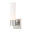 Brushed Nickel 11" Chrome Sconce with Etched Opal Glass