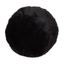 Small Black Faux Rabbit Fur Round Throw Pillow