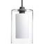 Graphite Double Glass Mini Pendant Light with Etched Shade