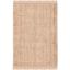 Natural Handwoven Jute Rectangular Area Rug with Fringe, 5' x 8'