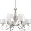 Brushed Nickel 9-Light Two-Tier Chandelier with Drum Shades