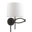 Black and Brushed Nickel Swing Arm Wall Lamp with Off-White Shade