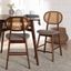 Grey Fabric and Walnut Brown Wood 2-Piece Counter Stool Set