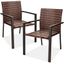 Set of 2 Light Brown Wicker and Steel Stackable Outdoor Dining Chairs