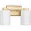 Estrada Brushed Gold 2-Light Vanity with Opal Glass Shades