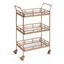Elegant Rose Gold Metal Bar Cart with Mirrored Tiers and Locking Wheels