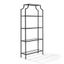 Black Steel Modern Pagoda-Style Etagere with Glass Shelves