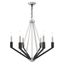 Brushed Nickel and Black 6-Light Candelabra Chandelier