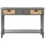 Gray Transitional Wood Console Table with Wicker Storage