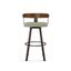 Lars 30" Swivel Bar Stool in Greige Faux Leather with Wood and Metal Frame