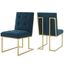 Privy Gold Azure Stainless Steel Upholstered Dining Accent Chair Set