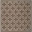 Ivory and Brown Geometric Handwoven Wool Square Rug, 7' x 7'