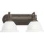 Antique Bronze 2-Light Wall Sconce with White Etched Glass Shades