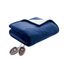 Full Blue Reversible Sherpa Knitted Heated Blanket