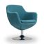 Blue Faux Leather Swivel Barrel Accent Chair with Metal Base