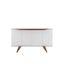 White Matte and Maple Cream Mid-Century Sideboard