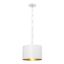 Mini Drum Pendant Light in Matte White with Antique Gold Accents