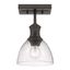 Rubbed Bronze 10" Transitional Semi-Flush Light with Seeded Glass