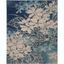 Navy and Pink Floral Viscose Rectangular Rug 6' x 9'