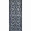 Ivory and Navy Hand-Tufted Wool Runner Rug, 2'6" x 12'