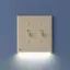 Beige Double-Gang Toggle Switch Plate with LED Night Light