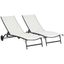 White Steel Armless Folding Chaise Lounger Set of 2