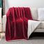 Wine Red Reversible Sherpa Fleece Throw Blanket