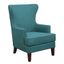 Transitional Teal Winged Accent Chair with Silver Nailhead Trim