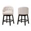 Light Beige Fabric and Wood Swivel Counter Stool Set