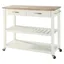 White and Natural Light Wood Kitchen Cart with Wine Rack