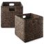 Espresso Water Hyacinth 12" Storage Baskets with Handles, Set of 2