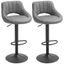 Adjustable Height & 360-Degree Swivel Gray Leather Bar Stool Set