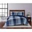 Navy and Gray Plaid Microfiber Full/Queen Duvet Cover Set