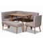 Odessa Mid-Century Modern Walnut Brown 5-Piece Dining Nook Set