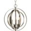 Celestial Charm Burnished Silver 3-Light Mini-Pendant with Steel Sphere Shade